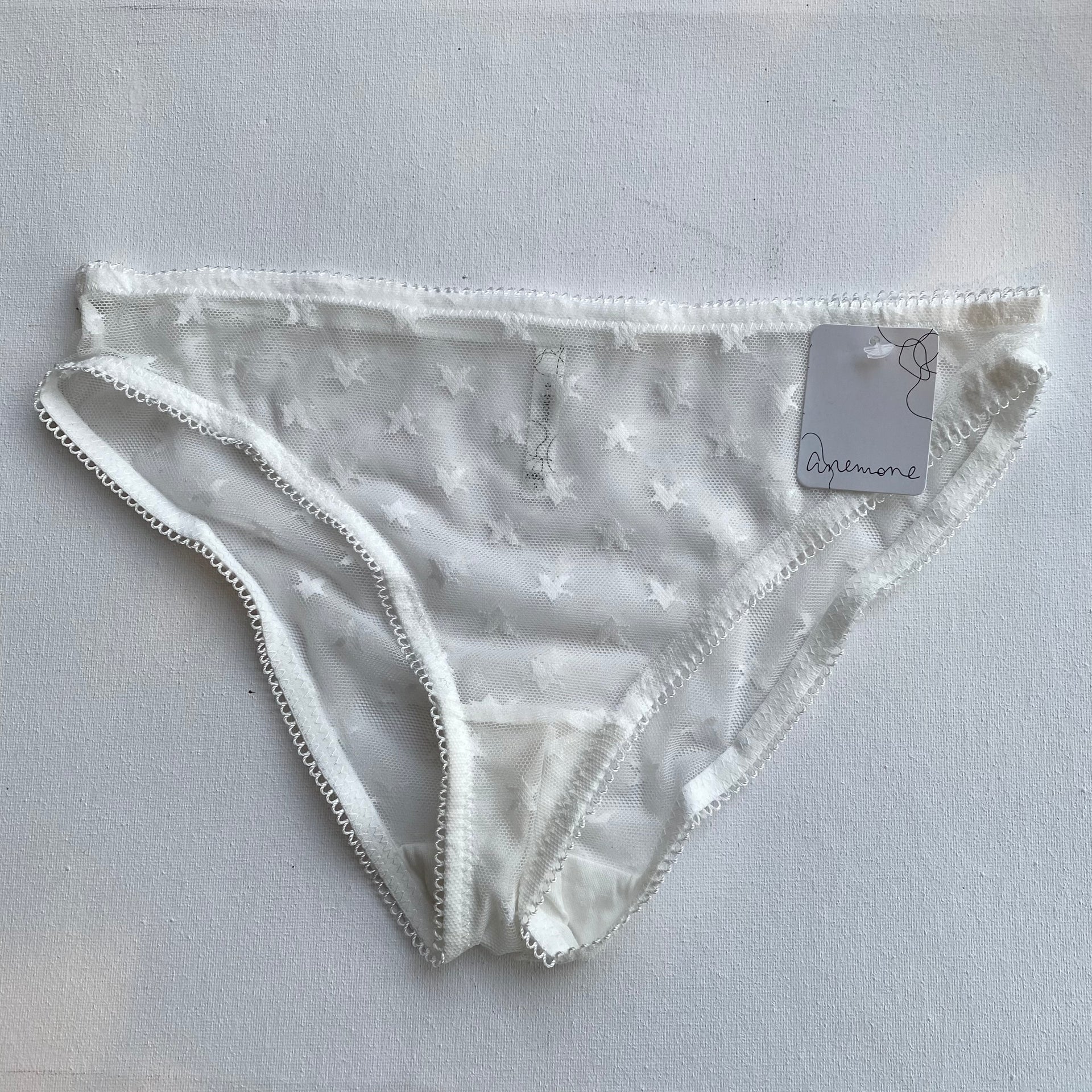 Burnaby White Mesh Underwear w/ Embroidered Stars
